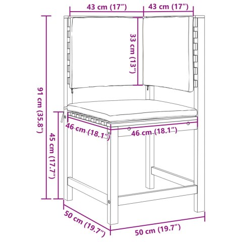 Zestaw ławek ogrodowych 5-częściowy z poduszkami z litego drewna akacjowego