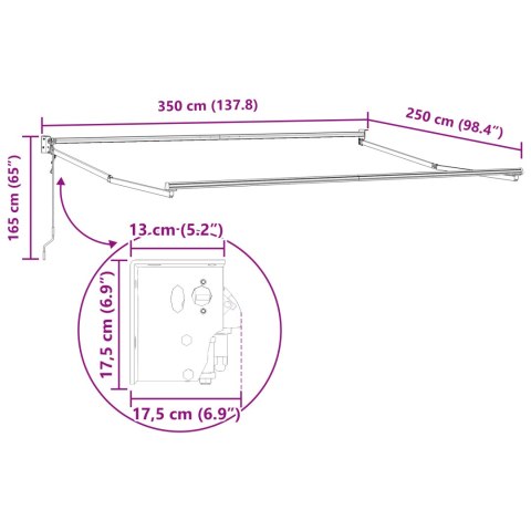Automatyczna Markiza Chowana Biała 350x250 cm, Materiał Zastępczy Markizy dla ramy 3,5x2,5 m Biały