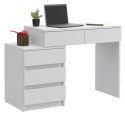 Biurko szkolne białe z szufladami do pokoju młodzieżowego