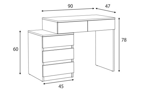 Biurko szkolne sonoma z szufladami do pokoju młodzieżowego