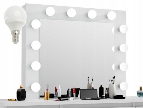 Toaletka biała z lustrem LED do makijażu - Diamond