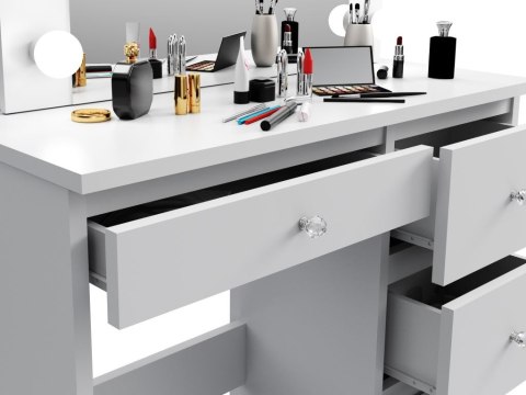 Toaletka biała z lustrem LED do makijażu - Diamond