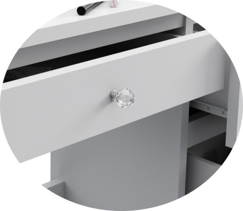 Toaletka biała z lustrem LED do makijażu - Diamond