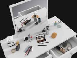 Toaletka biała z lustrem do makijażu 2 szuflady