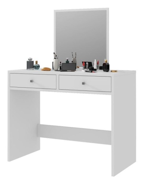 Toaletka biała z lustrem do makijażu 2 szuflady