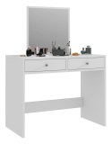 Toaletka biała z lustrem do makijażu 2 szuflady