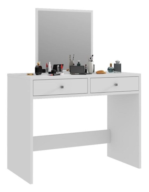 Toaletka biała z lustrem do makijażu 2 szuflady