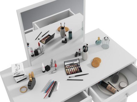 Toaletka biała z lustrem do makijażu 2 szuflady