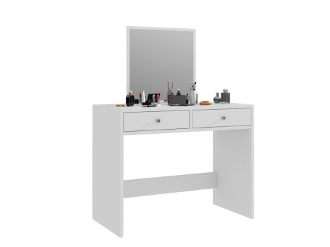 Toaletka biała z lustrem do makijażu 2 szuflady
