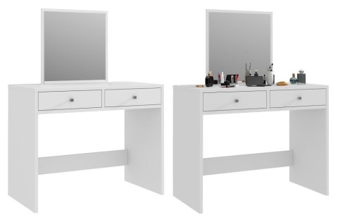 Toaletka biała z lustrem do makijażu 2 szuflady
