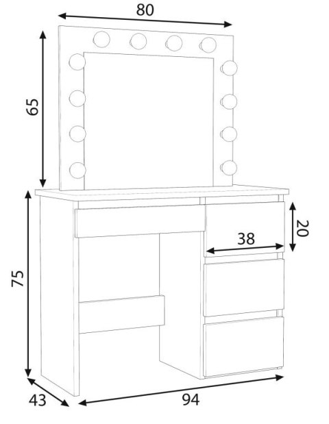 Toaletka z lustrem LED do makijażu biała