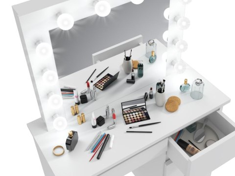 Toaletka z lustrem LED do makijażu biała