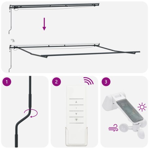 Automatyczna chowana markiza z LED beżowa 400x300 cm