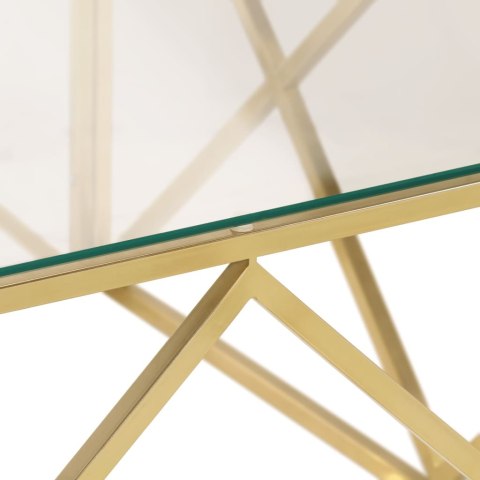 Stolik kawowy, złoty, stal nierdzewna i szkło hartowane