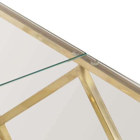 Stolik kawowy, złoty, stal nierdzewna i szkło hartowane