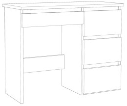 Biurko komputerowe antracyt-dąb craft z szufladami do nauki