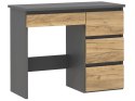 Biurko komputerowe antracyt-dąb craft z szufladami do nauki