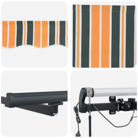 Automatyczna chowana markiza z LED w zielono-żółtym kolorze 400x300 cm, Tkanina do wymiany markizy do ramy 4x3 m w
