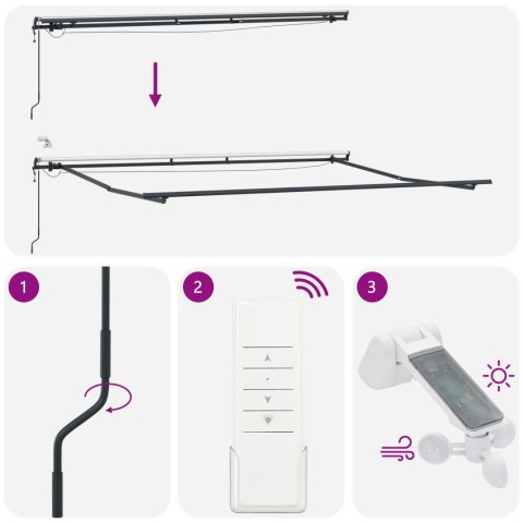 Automatyczna chowana markiza z LED w zielono-żółtym kolorze 400x300 cm, Tkanina do wymiany markizy do ramy 4x3 m w