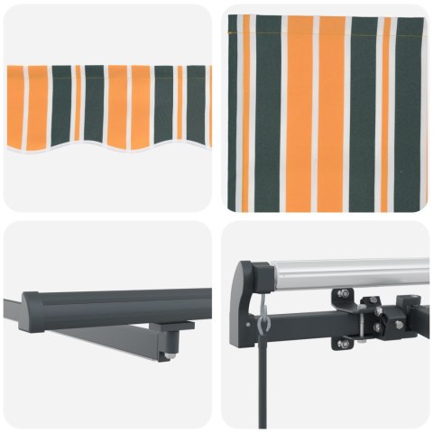 Ręczna markiza chowana z LED zielona i żółta 400x300 cm, Materiał do wymiany markizy dla ramy 4x3 m zielona i żółt