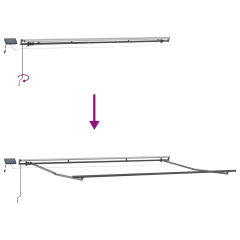 Ręczna markiza chowana z LED zielona i żółta 400x300 cm, Materiał do wymiany markizy dla ramy 4x3 m zielona i żółt