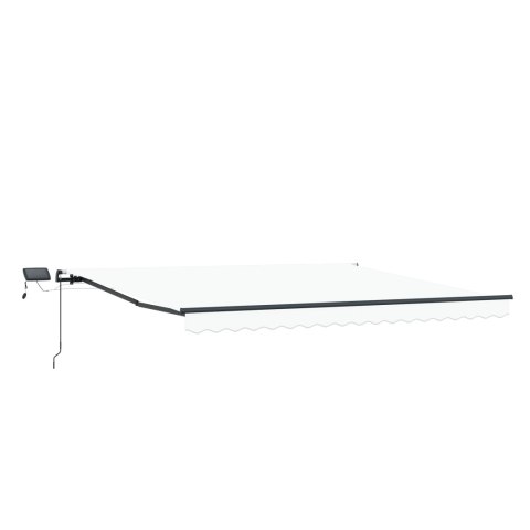 Ręczna markiza chowana z LED Biała 450x300 cm, Materiał wymienny do markizy dla ramy 4.5x3 m Biały