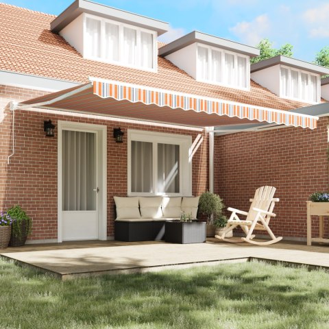 Ręczna Markiza Pomarańczowe i Szare Paski 450x300 cm