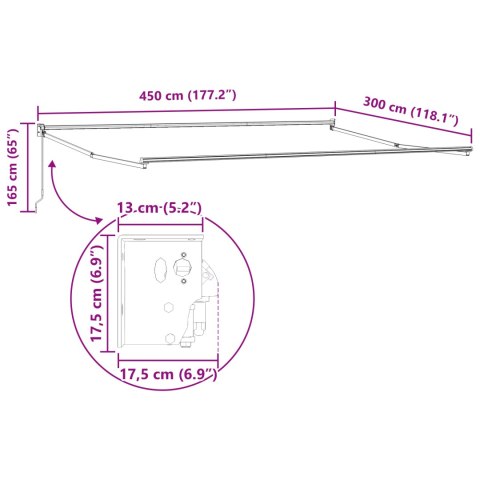 Ręczna Markiza Pomarańczowe i Szare Paski 450x300 cm