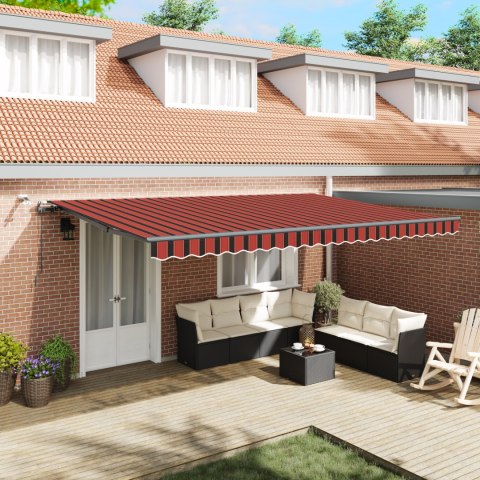 Automatyczna markiza rozkładana z diodami LED w pomarańczowym i brązowym, 500x300 cm