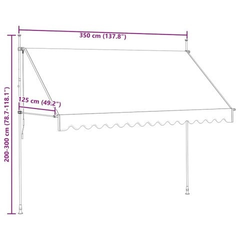 Markiza zwijana ręcznie, 350 cm, kremowa
