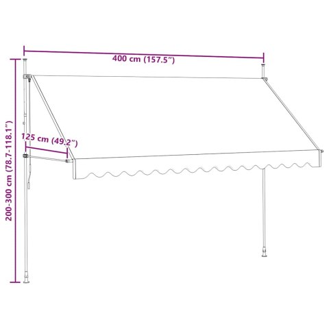 Markiza zwijana ręcznie, 400 cm, kremowa