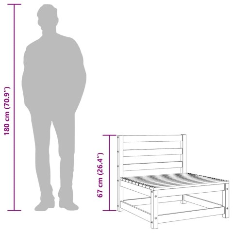 Ogrodowa sofa środkowa, lite drewno sosnowe, czarne