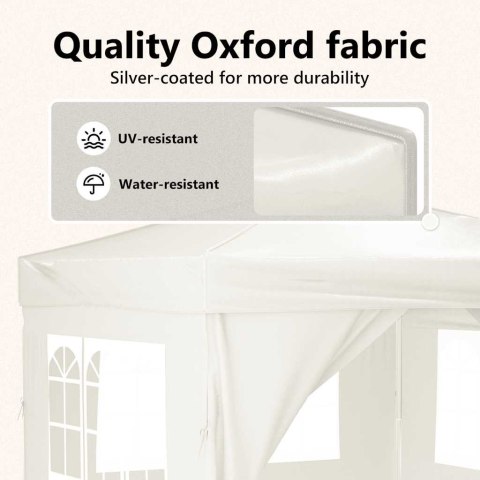 Składany namiot imprezowy ze ściankami, kremowy, 3x3 m