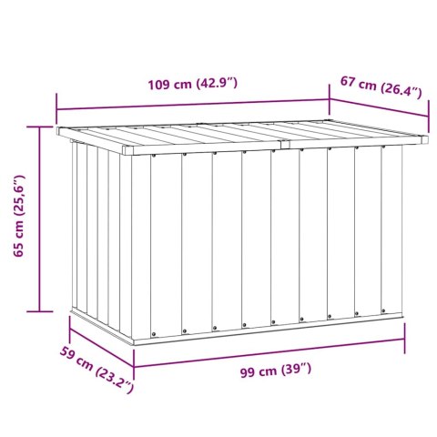 Skrzynia ogrodowa do przechowywania, brązowa, 109x67x65 cm
