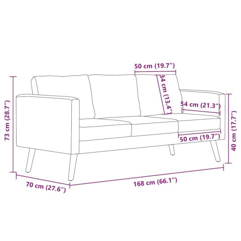 Sofa 3-osobowa, materiałowa, ciemnoszara