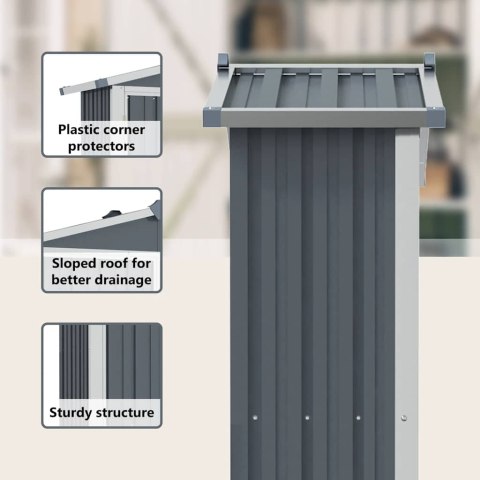 Szopa ogrodowa, szara, 116x45x175 cm, stal galwanizowana