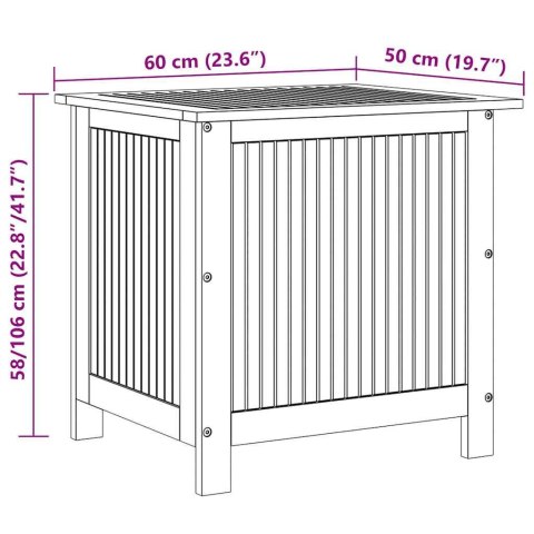 Skrzynia ogrodowa, 60 x 50 x 106 cm, lite drewno akacjowe
