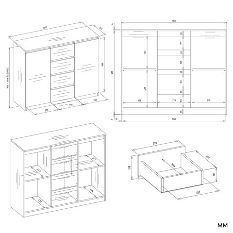 Komoda Malwa 2D4S 120 KASZMIR BEŻ