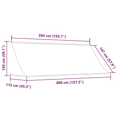 Markiza zwijana, 400 x 150 cm, biało-niebieska