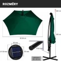 STILISTA Parasol ogrodowy z rączką 3,5m antracyt + LED