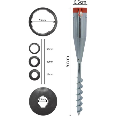 BAZA MOCOWANIE DO PARASOLA 25-55MM METALOWA WKRĘCANA REDCLIFFS