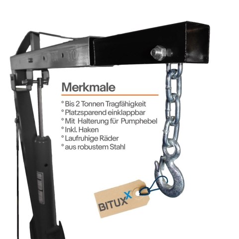 HYDRAULICZNY ŻURAW WARSZTATOWY UDŹWIG DO 2 TON PODNOŚNIK SKŁADANY BITUXX
