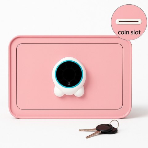 Różowy sejf biurowy domowy na kod i klucz elektroniczny skarbonka