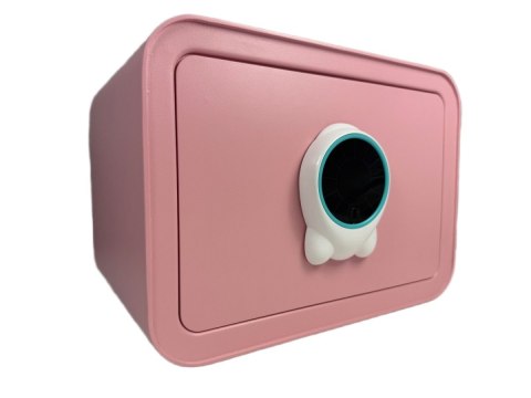 Różowy sejf biurowy domowy na kod i klucz elektroniczny skarbonka