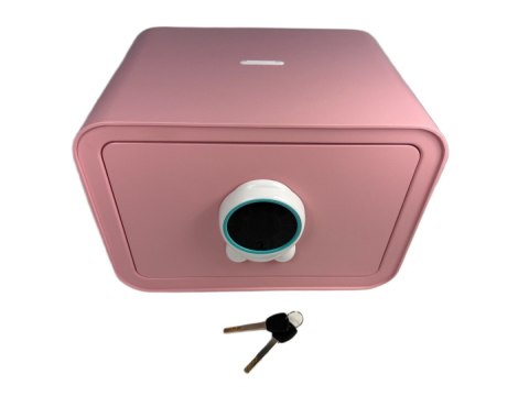 Różowy sejf biurowy domowy na kod i klucz elektroniczny skarbonka