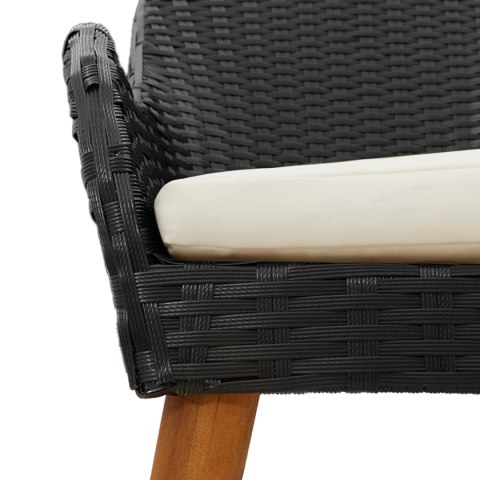 7 Częściowy Zestaw do Jadalni Ogrodowej Czarny Poli Rattan