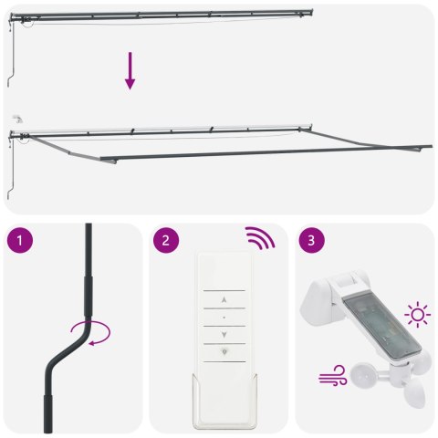 Automatyczna chowana markiza z LED Biała 600x300 cm