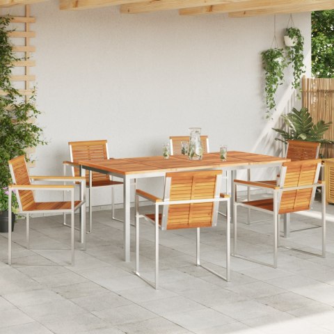 7-częściowy zestaw do jedzenia w ogrodzie z litego drewna akacjowego