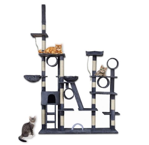 Ciemno-szary Drapak dla kota drzewko sizalowe wieża 250 cm wysoki XXL