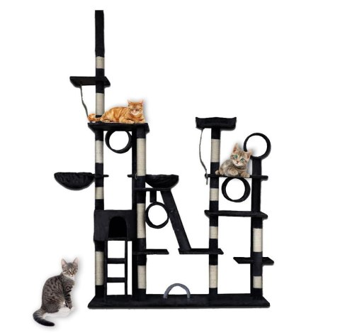 Czarny drapak dla kota Drzewko plac zabaw do spania i drapania dla kotów XXL